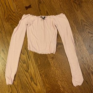 Long Sleeve Frilled Rose Crop Top